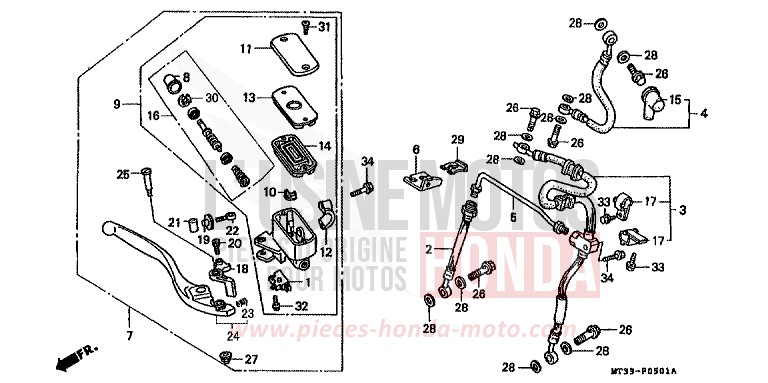 FR. BRAKE MASTER CYLINDER for Pan-European ABS SPARKLING SILVER METALLIC (NH295D) from 1992